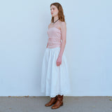 レースヘムフルスカート / LACE HEM FULL SKIRT, WHITE