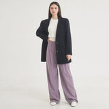 ツータックボタンワイドウールパンツ / Two-Tuck Button Wide Wool Pants (Violet)
