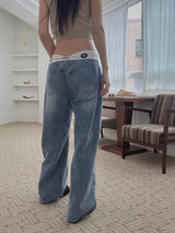 レタリングデニムトラウザーズ /  lettering denim trousers