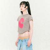 Symbol Scarf Cropped Short-Sleeved T-Shirt Cocoa