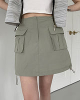 アイアンナイロンツーウェイカーゴミニスカート / Iron nylon two-way cargo mini skirt