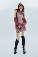 ホールカラーニット / hole collar knit_deep pink