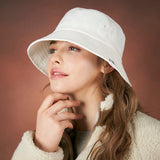 Herringbone label bucket hat WHITE