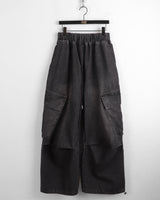 [MADE] コプタービンテージウォッシングツーウェイバンディングビッグカーゴロングワイドデニムパンツ