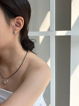[92.5silver] マットハートワンタッチピアス