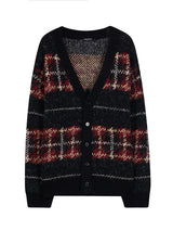 TARTAN CHECK CARDIGAN BLACK
