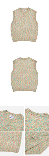 [24SS] SYMBOL LOGO MULTI COLOR V NECK KNIT VEST RAINBOW