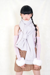 Ribbon Muffler_White Gray