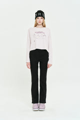 WITTY BUNNY CAMPING GRAPHIC CROP T-SHIRT [LIGHT LAVENDER]