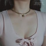 Melbie The Cat Series - Cat face Bold Chain Choker Necklace (Gold ver.)