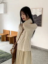 タイプスモーキングロングドレス長袖カーディガンセット / [2 SET] Type Smoking Long Dress Long-Sleeved Cardigan Set