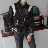 ASCLO Shine Leather Varsity Jacket (3color) (6687744884854)