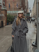 [WOOL 50%/MADE] wool maxi trench mac coat
