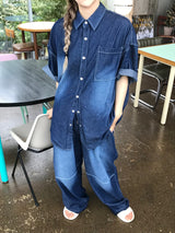 Deep ocean denim set up pants 