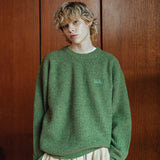 Over fit wool crew neck melange knit (6622869225590)