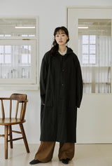 ロングフードジコート / unisex long hood coat black