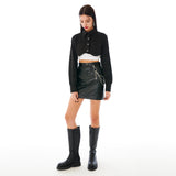 ニットボレロシャツ/Knit Bolero Shirt [Pearl Black]