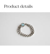 ブルーオパールペンダントサージカルチェーンリング/Blue opal pendant surgical chain ring