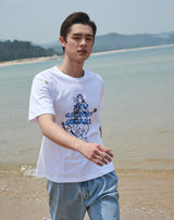 グランマ プリント レギュラー Tシャツ / GRANDMA PRINTED REGULAR FIT T-SHIRT BLUE