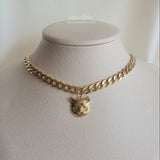 Melbie The Cat Series - Cat face Bold Chain Choker Necklace (Gold ver.)