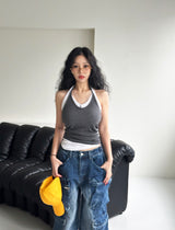 5 colors layered halter neck sleeveless