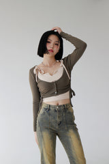 ケフィアシアリングTシャツセット/Kefir Shirring T-shirt Set (2color)