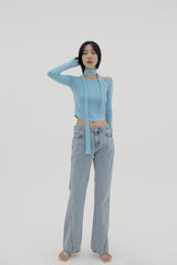 フレアライトブルーブーツカットパンツ / Flared light blue bootcut pants