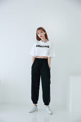 チョーカーショートスリーブクロップTシャツ / TOP(6656) Choker Short Sleeve Crop Tee