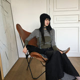 ワープツートン配色ストラップクロップ長袖Tシャツ