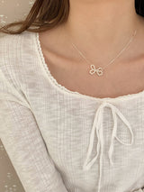 アイレットリボンパールネックレス / [925silver] Eyelet ribbon pearl necklace