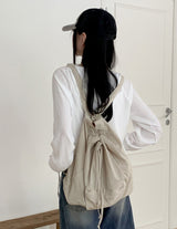 プリーツデイリーナイロンストリングポケットバックパック/Pleated Daily Nylon String Pocket Backpack