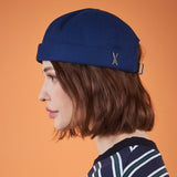 Twill Metal Buckle Watch Cap Navy