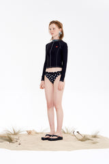 スモールチェリージップアップラッシュガード / SMALL CHERRY ZIP-UP RASHGUARD [BLACK]