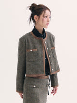 Leona tweed jacket BROWN