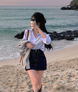 [Bellide made/2 size/Included Underpants] Saltie Non-fade Pocket Cargo Raw Denim Skirt
