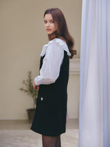 V-NECK TWEED ONEPIECE_BLACK (6638374715510)