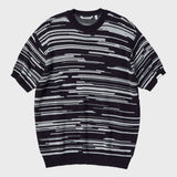 ノイズハーフスリーブニット/NOISE HALF SLEEVE KNIT (NAVY)