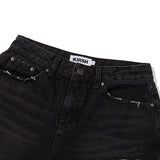 ダメージハーフデニムパンツ
