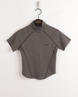 ラッピングスポーティーカットハーフジップアップ半袖Tシャツ