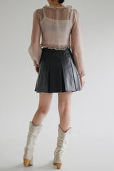 コンビレザープリーツスカート / Combi Leather Pleated Skirt (3color)