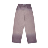 CHERRY GARMENT WASHING WIDE-FIT DENIM PANTS [PURPLE]