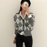 ポイントクロップアーガイルカーディガン / Point Crop Argyle Cardigan