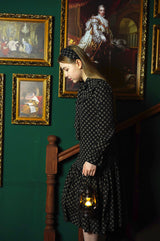 ribbon neck shirring onepiece black (6651915927670)