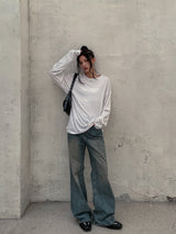 (UNISEX) シルキーデイリーオーバーウォーマー長袖