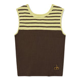 スモールチェリーストライプニットベスト / SMALL CHERRY STRIPE KNIT VEST [BROWN]