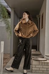 フェイクファーショートコート/FAKE FUR SHORT COAT_BROWN