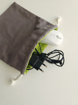 Two tone string pouch - dim gray L