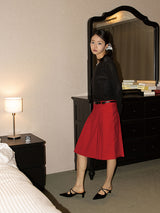 VIVID PLEATS SKIRT (TOMATO)