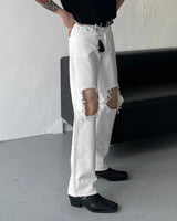 ニーディスミスホワイトデニムパンツ / MZ234 Knee Dismiss White Denim Pants