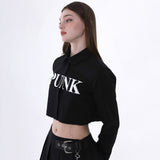 パンククロップシャツ/0 1 punk crop shirt - BLACK